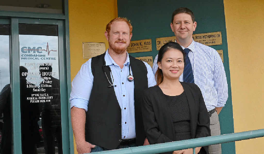 RURAL RECRUITS: Joel Keene, Carol Webster-Gom and Brendon Evans are three of the six new doctors joining the Condamine Medical Centre staff.